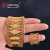 Romooz New Dubai Luxury Jewelery Bangle Bracelet With Ring Set Jewelry Open Cuff 18K Gold Plated Bangle And Ring Set